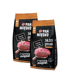 PAN MIĘSKO Trockenfutter mit Kalb und Ente für adulte Katzen M hypoallergen 2x1,6 kg