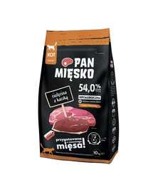 PAN MIĘSKO Trockenfutter Kalbfleisch mit Ente für adulte Katzen M hypoallergen 10kg