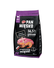 PAN MIĘSKO Trockenfutter Kalbfleisch mit Garnelen für Katzen 10 kg