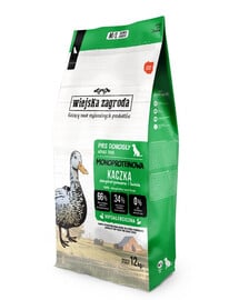 WIEJSKA ZAGRODA Trockenfutter mit Ente Monoprotein für adulte M/L Hunde 12 kg