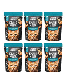 PAN MIĘSKO Nassfutter Pute mit Thunfisch Stücke in Soße für Katzen getreidefrei 6x85 g