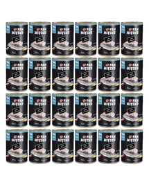 PAN MIĘSKO Nassfutter mit Pute, Dorsch und Kürbiskernen für adulte Hunde hypoallergen 24x400 g
