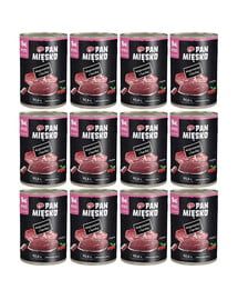 PAN MIĘSKO Nassfutter mit Schweinefleisch und Ente für Welpen hypoallergen 12x400 g