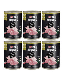 PAN MIĘSKO Nassfutter mit Pute, Gans und Kamille für adulte Katzen hypoallergen 6x400 g