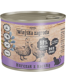 WIEJSKA ZAGRODA Nassfutter Huhn und Ente für adulte Katzen getreidefrei 6x200 g