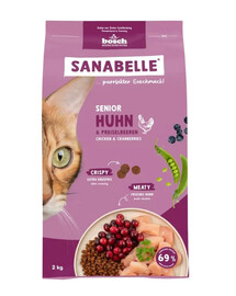 SANABELLE Trockenfutter mit Huhn und Preiselbeeren für Senior ältere Katzen 2 kg