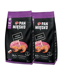 PAN MIĘSKO Trockenfutter mit Kalb und Garnelen für adulte Katzen S hypoallergen 2x1,6 kg