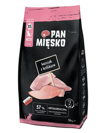 PAN MIĘSKO Trockenfutter Huhn mit Kaninchen für Kätzchen knusprig XS 1,6 kg