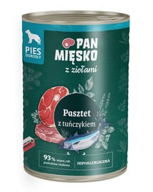 PAN MIĘSKO mit Kräutern Pastete mit Thunfisch für adulte Hunde hypoallergen 400 g