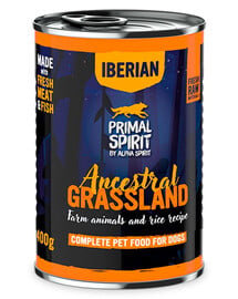 PRIMAL SPIRIT Iberian Ancestral Grassland Nassfutter mit Schweinefleisch für adulte Hunde 400 g
