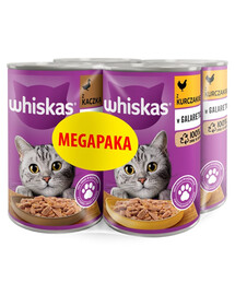 WHISKAS Adult Nassfutter MIx Geschmacks mit Huhn und Ente in Gelee 4x400 g für erwachsene Katzen