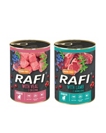 DOLINA NOTECI RAFI Junior mix smaków (cielęcina, jagnięcina) 36x400g mokra karma dla szczeniąt
