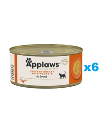 APPLAWS Cat Adult Chicken Breast with Pumpkin in Broth pierś z kurczaka i dynia w bulionie 6x156 g