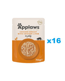 APPLAWS Cat Adult Pouch Chicken Breast with Liver in Jelly kurczak i wątróbka w galarecie 16x70 g