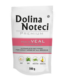DOLINA NOTECI Premium Reich an Kalbfleisch mit grünem Erbsen für Hunde 500 g