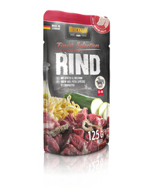BELCANDO Finest Selection Rindfleisch mit Klößen und Zucchini Nassfutter für Hunde 6x125 g