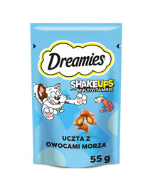 DREAMIES ShakeUps Multivitamins Snacks mit Meeresfrüchten knusprig für Katzen 55 g