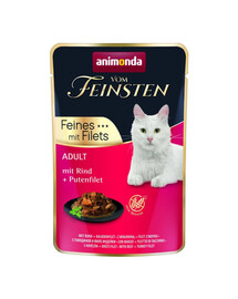 ANIMONDA Vom Feinsten Fines mit Filets Nassfutter mit Rind und Putenfilet für adulte Katzen 85g