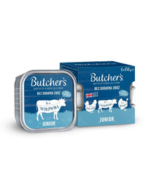 BUTCHER'S Nassfutter Hühner-, Rinder- und Putenpastete für Welpen 4x150 g