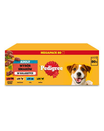 PEDIGREE Nassfutter Mix Geschmacks mit Rind, Huhn, Fisch, Geflügel in Gelee für adulte Hunde Adult 80x100 g