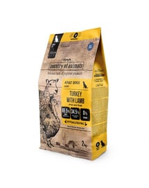 COUNTRY OF ANIMALS Turkey with Lamb Trockenfutter mit Pute und Lamm für adulte M Hunde 2 kg