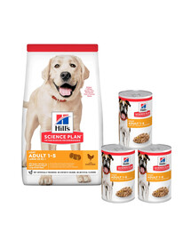 HILL'S Science Plan Canine Adult Light Large breed Chicken für Hunde großer Rassen mit Huhn 18 kg + 3 Dosen GRATIS