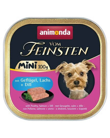 ANIMONDA Vom Feinsten Mini Nassfutter mit Geflügel, Lachs und Dill für adulte kleine Hunderassen 100g