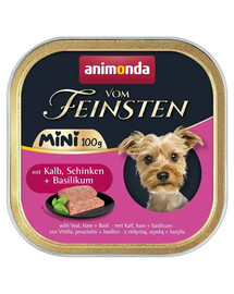 ANIMONDA Vom Feinsten Nassfutter mit Kalbfleisch, Schinken und Basilikum für kleine Hunderassen 100g