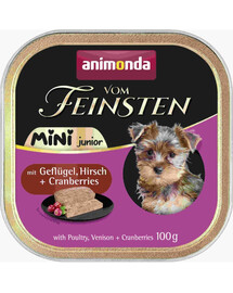 ANIMONDA Vom Feinsten Nassfutter mit Geflügel, Wild und Cranberry für Welpen kleiner Rassen 100g