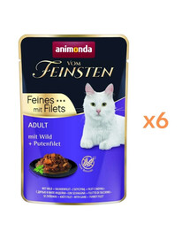 ANIMONDA Vom Feinsten Fines mit Filets Nassfutter mit Wild und Putenfilet für adulte Katzen 6x85g