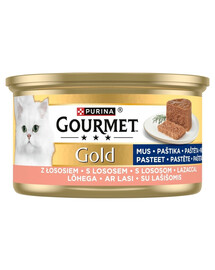 GOURMET Gold Nassfutter mit Lachs Mousse für adulte Katzen 12x85g