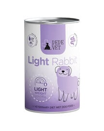PAKA ZWIERZAKA PEPE Vet Light Rabbit Nassfutter mit Kaninchen für adulte Hunde zur Unterstützung der Gewichtsreduktion 400 g