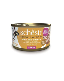 SCHESIR Nassfutter Lachs und Thunfisch in Brühe für Katzen 12x85 g