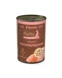 FITMIN Purity Puppy Chicken with Salmon Nassfutter Huhn mit Lachs für Welpen getreidefrei 400g