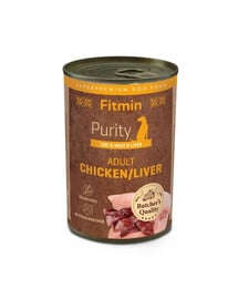 FITMIN Purity Adult Chicken with Liver Nassfutter Huhn mit Leber für adulte Hunde getreidefrei 400g