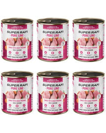 SUPER RAFI Pure Line Nassfutter Pute mit Süßkartoffeln für adulte Hunde getreidefrei 6x800g