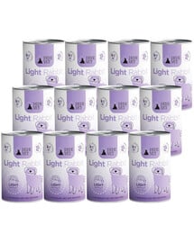 PAKA ZWIERZAKA PEPE Vet Light Rabbit Nassfutter mit Kaninchen für adulte Hunde zur Unterstützung der Gewichtsreduktion 12x400 g