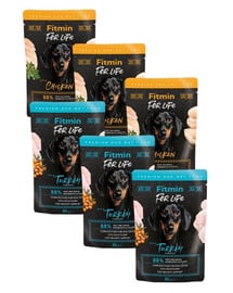 FITMIN For Life Dog Adult Mix Geschmacks Pute mit Sanddorn und Huhn mit Kräutern in Soße für adulte Hunde 6x85 g