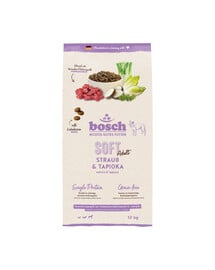 BOSCH Soft Trockenfutter mit Strauß und Tapioka monoprotein getreidefrei für adulte Hunde 12 kg