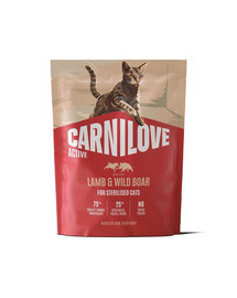CARNILOVE Active Sterilised Trockenfutter Lamm und Wildschwein für sterilisierten Katzen 400g