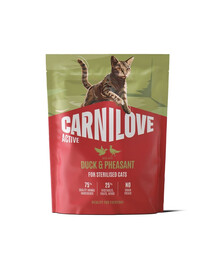 CARNILOVE Active Sterilised Trockenfutter Ente und Fasan für sterilisierten Katzen getreidefrei 400g
