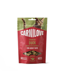 CARNILOVE Crunchy Duck knuspriger Snack mit Ente und Himbeeren für Katzen getreidefrei 50g