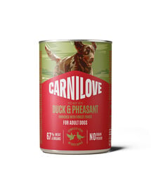 CARNILOVE Dog Can Nassfutter Pastete mit Ente und Fasan für adulte Hunde getreidefrei 400g