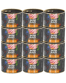 RAFI Mini Nassfutter mit Ente für adulte kleine Hunde getreidefrei 12x185g