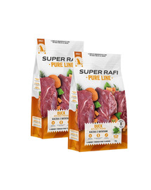 SUPER RAFI Pure Line Trockenfutter Ente mit Süßkartoffeln für adulte Hunde aller Rassen getreidefrei 2x9 kg