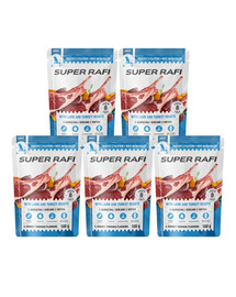 SUPER RAFI Nassfutter Pastete mit Lamm und Putenherzen für adulte Hunde aller Rassen getreidefrei 5x500 g