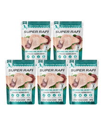 SUPER RAFI Nassfutter Pastete mit Perlhuhn und Rinderleber für adulte Hunde aller Rassen getreidefrei 5x500 g