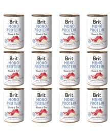 BRIT Mono Protein Lamb & Rice Nassfutter mit Lamm und Reis für adulte Hunde 12x400 g