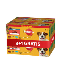 PEDIGREE Adult Nassfutter Mix Geschmacks in Gelee mit Rind, Leber, Huhn, Fisch und Geflügel für adulte Hunde 4 x 40x100 g