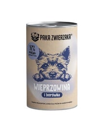 PAKA ZWIERZAKA Nassfutter Schweinefleisch mit Blaubeeren für alle Hunde getreidefrei 400 g